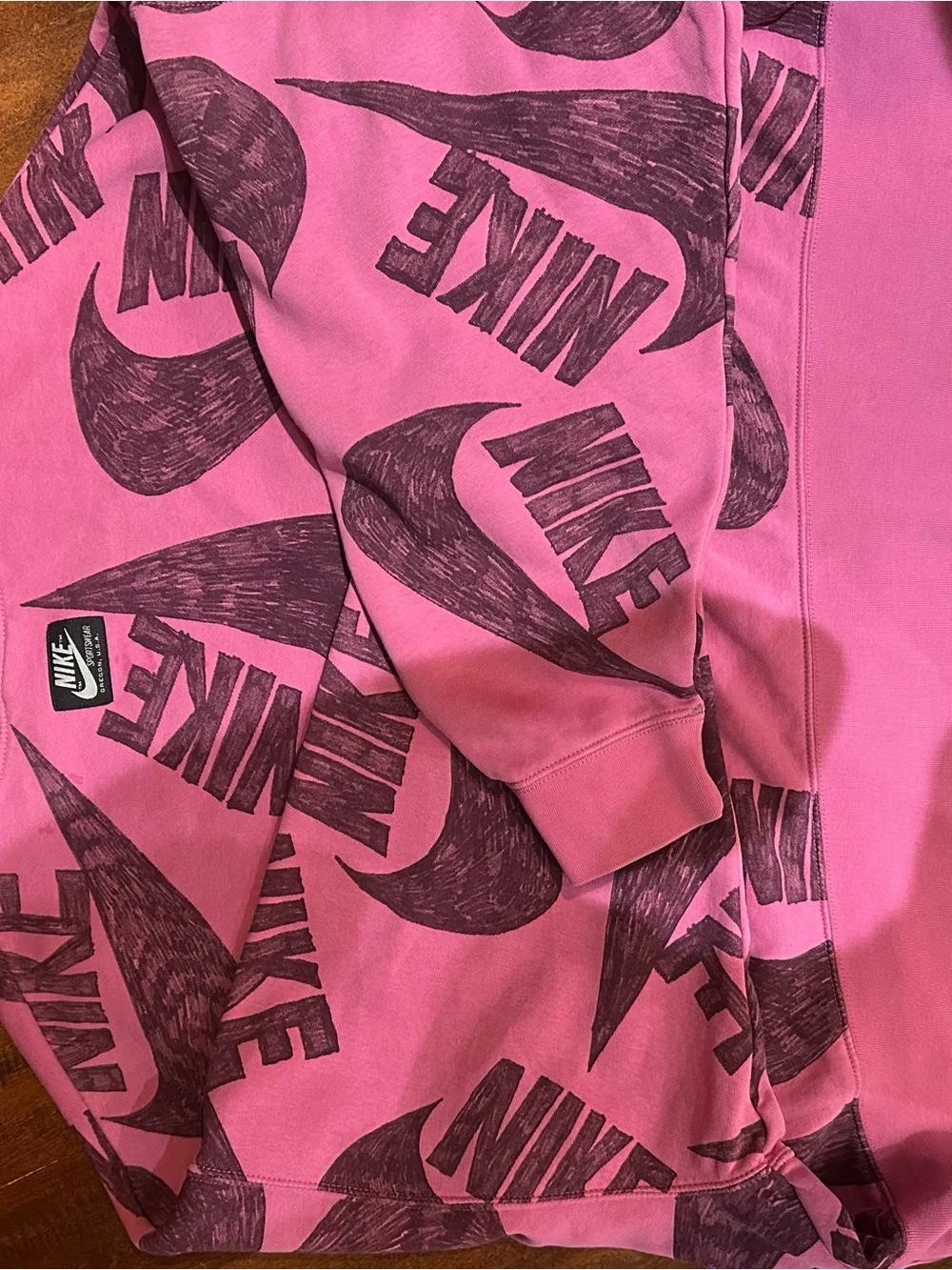 Nike Pink Crewneck Sweater with Dark Logo Print